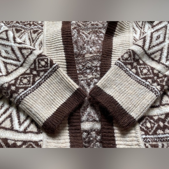 Jessica Simpson Cardigan Sweater Womens Sz Large Brown Beige Western Long Sleeve - Picture 7 of 8